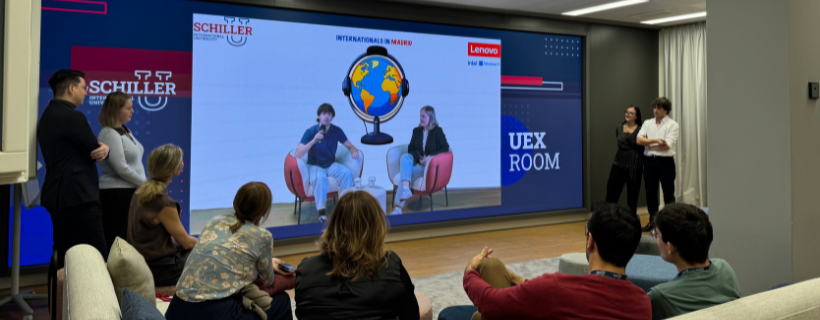 Students studying in a lecture hall